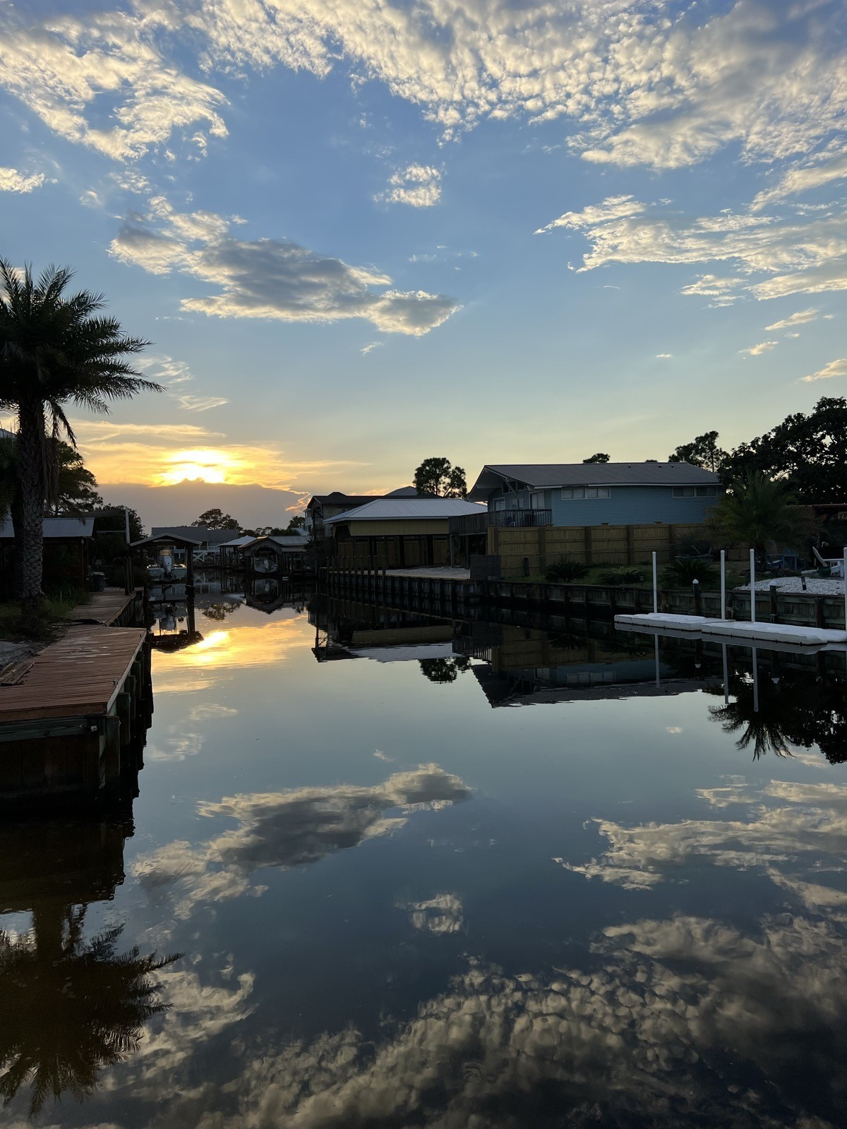 Canal neighborhood at sunset